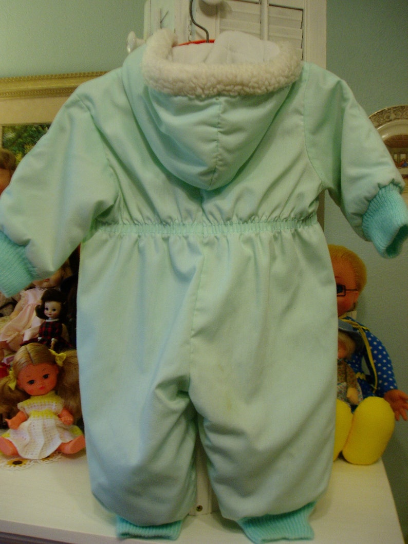 size 18-24 month Vintage Nursery Decor Mint Green Baby Snowsuit