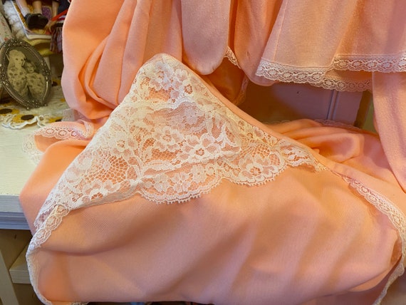6 Piece Peach and Ivory Lace trimmed Girl's Pajam… - image 7