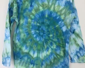 Cerulean Blue and Emerald green Ice dyed Long Sleeve Boys Shirt