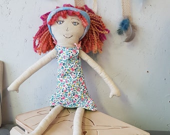 unique handmade rag doll - collectible doll - artisanal doll of yesteryear