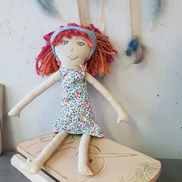 poupée chiffon fait main unique - poupée de collection - poupée artisanale d'antan