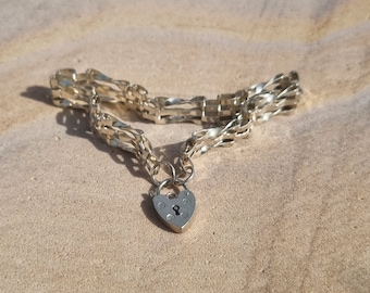 Vintage Sterling Silver Padlock Gate Bracelet