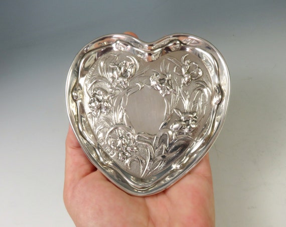 Antique Art Nouveau Hallmarked Silver Heart Shape… - image 3