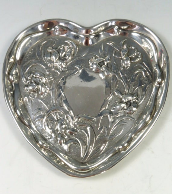 Antique Art Nouveau Hallmarked Silver Heart Shape… - image 2