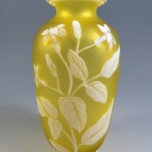 Antique Cameo Glass Thomas Webb Yellow Uranium Vase