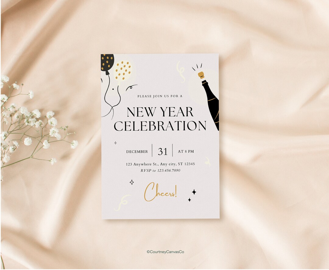 EDITABLE New Year's Party Invitation Print at Home Party Etsy