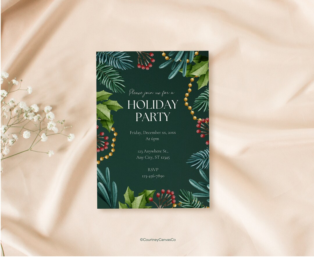 EDITABLE Holiday Party Invitation Print at Home Holiday Party Etsy
