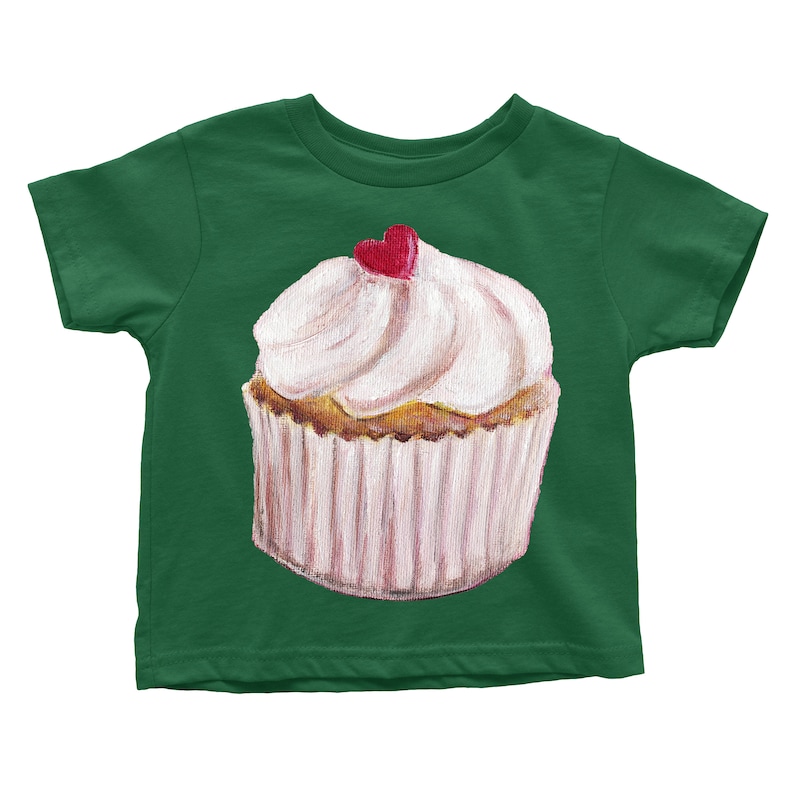 Cherry Sweet Heart Vanilla Cupcake Choose from the Baby Onesie or Infant Tee or Toddler T-shirt