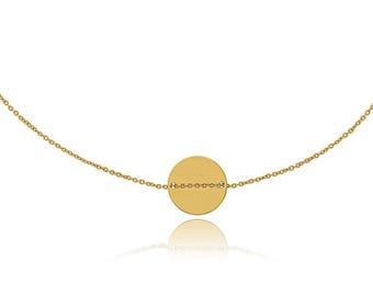 Gold plated Choker chain thin round Medal