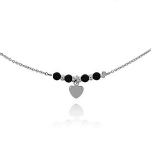 Choker necklace glass bead and heart pendant image 1