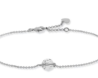 Bracelet chaîne très fine, perle cristal de Swarovski