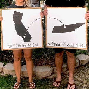 Moving States Sign | Two States Connected | Relocating Gift | Moving Away Gift | Going Away Gift | Wood Sign | State Signs