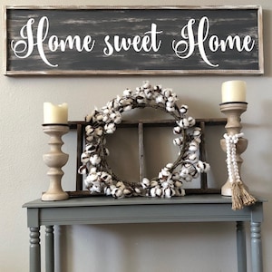 Home Sweet Home Sign | Home Decor | Wooden Sign | Framed Home Sweet Home | Customized Home Sign | Farmhouse Home Sweet Home Distressed Sign
