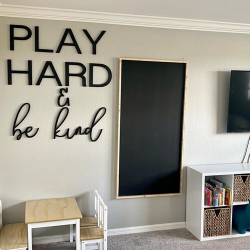 PLAY HARD & Be Kind Play Room Wall Decor Play Room Sign Etsy