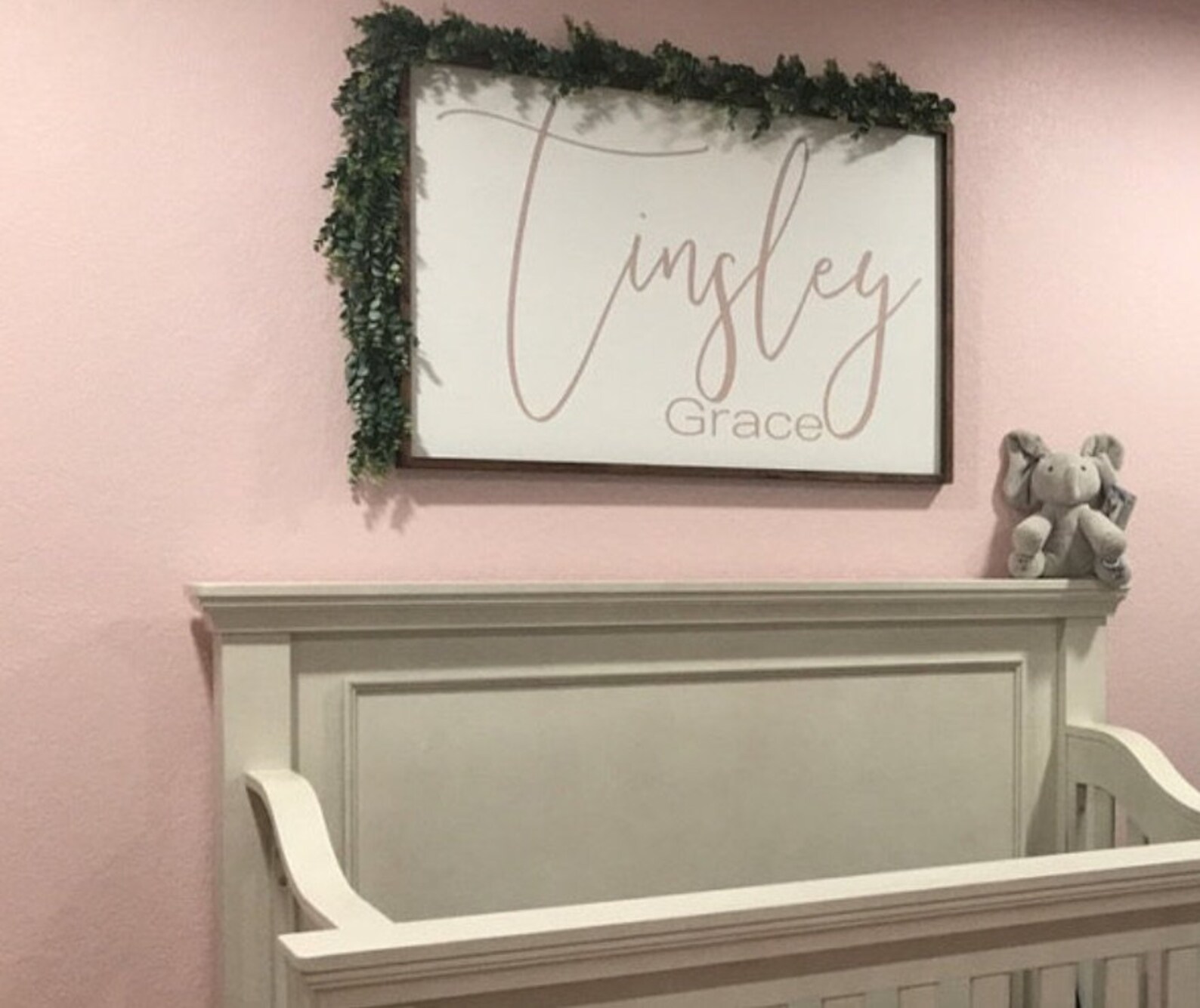 Framed Wooden Nursery Sign Name Sign Baby Girl Name Decor | Etsy