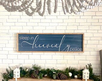Sleep in Heavenly Peace | Christmas Sign | Heavenly Peace | Framed Christmas Sign | Christmas Decor | Farmhouse Christmas | Oh Holy Night