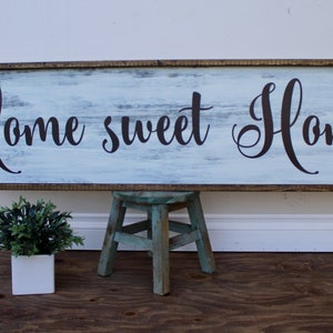 Home Sweet Home Sign | Home Decor | Wooden Sign | Framed Home Sweet Home | Customized Home Sign | Farmhouse Home Sweet Home Distressed Sign