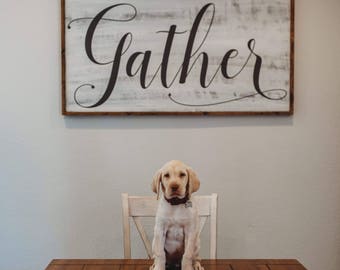 Gather | Framed Gather Sign | Dining Room Decor | Farmhouse Gather | Eat in Kitchen Sign | Custom Gather Sign | Kitchen Decor