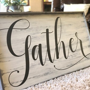 Large Dining Room Decor | Framed Gather Sign | Wood Sign | Farmhouse Gather | Kitchen Decor | Large Gather Sign | Farmhouse Dining Decor