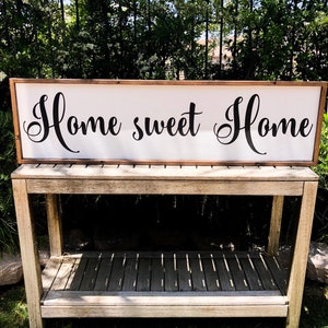 Home Sweet Home Sign | Home Decor | Wooden Sign | Framed Home Sweet Home | Customized Home Sign | Farmhouse Home Sweet Home Distressed Sign