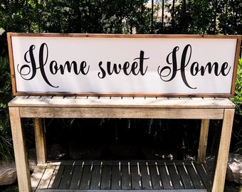 Home Sweet Home Sign | Home Decor | Wooden Sign | Framed Home Sweet Home | Customized Home Sign | Farmhouse Home Sweet Home Distressed Sign