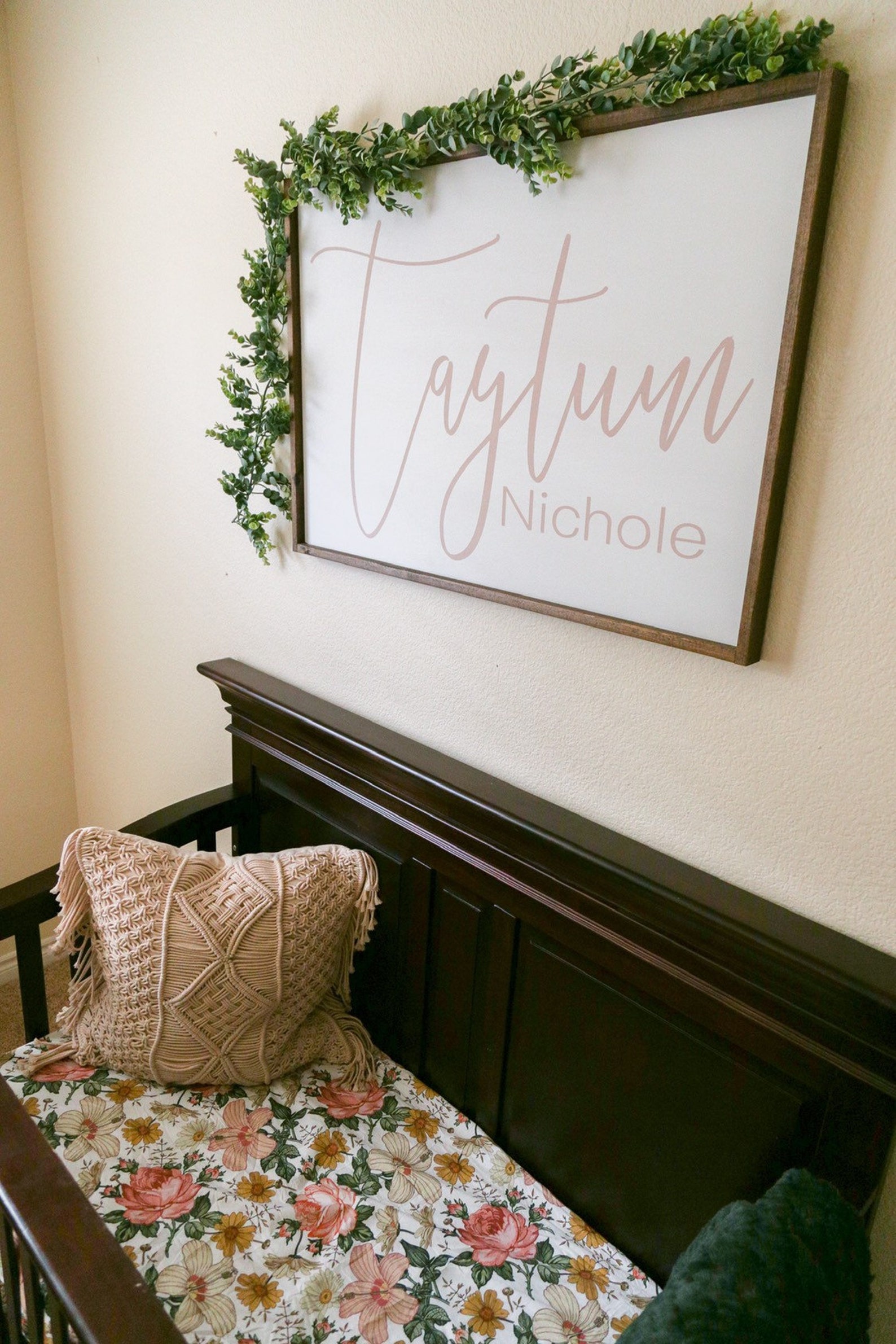 Framed Wooden Nursery Sign Name Sign Baby Girl Name Decor | Etsy
