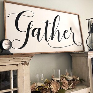 Extra Large Gather | White Gather Sign | Gather Wood Sign | Rustic ...