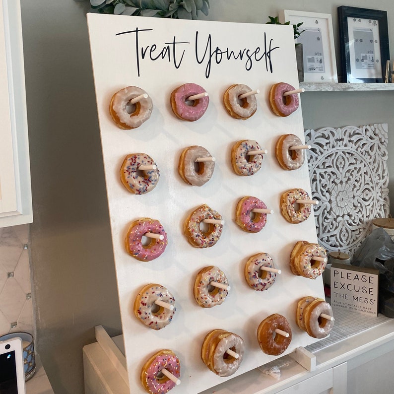 Treat Yourself Donut Wall Wedding Decor Bridal Shower Brunch Dessert Stand Donut Display Baby Shower Brunch Dessert Display image 3