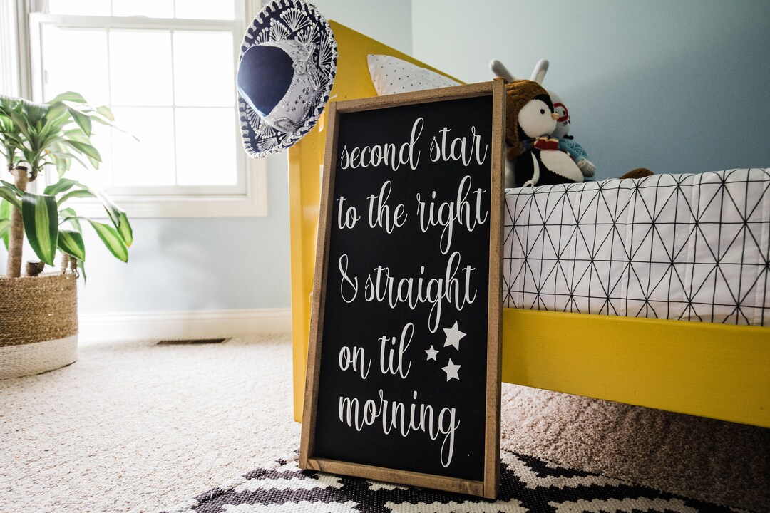 Peter Pan Quote | Kids Room Decor | Second Star to the Right | Wood ...