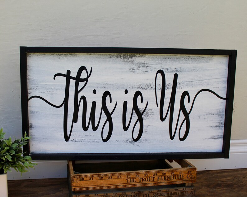 This Is Us Wood Sign Customize Framed Rustic Decor Fixer Upper
