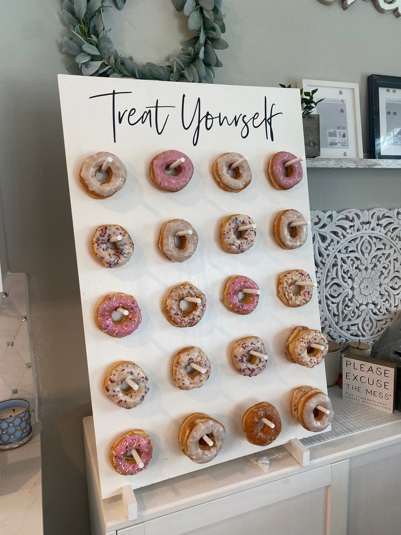 Treat Yourself Donut Wall Wedding Decor Bridal Shower Brunch Dessert Stand Donut Display Baby Shower Brunch Dessert Display image 4