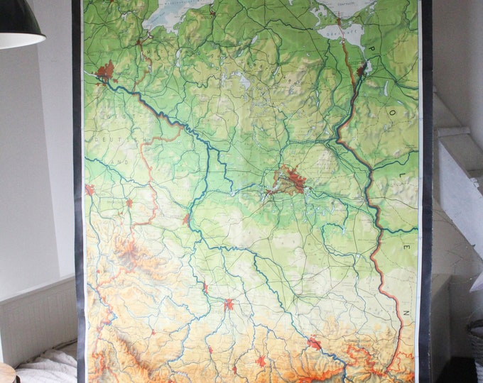 DDR Map, Large Map, Pull Down Chart, Geography Poster, Vintage Map ...
