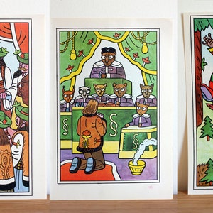 Illustrations de livres vintage, 3x tirages de livres pour enfants vintage, images illustrées, Fabriqué en Tchécoslovaquie, Chambre d’enfants, Décoration intérieure