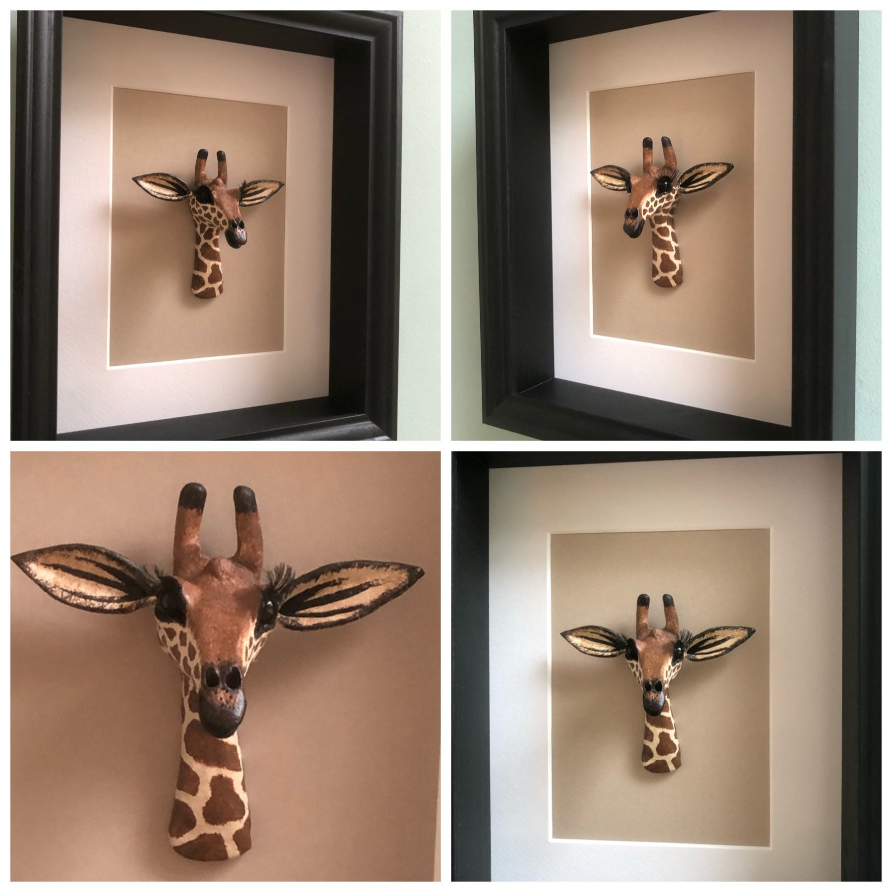 Ceramic giraffe in picture frame Etsy.de