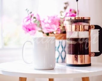 Coffee Mug Mockup - Femanine Mock up - White Coffee Mug Mockup - Add Your Design - Stock Photography - Bridal Mug Mockup - Instant Download