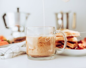 11oz Mug Mockup - Clear Glass Mug Mockup - Lifestyle Mockup - 11oz Glass Mug - White Background  - Insert Your Design
