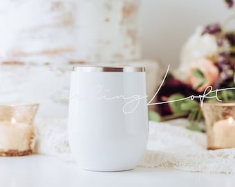 Wine Tumbler Mockup - Maqueta de copa de boda - Vaso de vino blanco - Añadir su diseño - Boda - Mockup de vidrio nupcial - Descarga instantánea