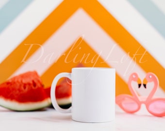Kaffeetasse Mockup - Sommer Mockup - Weiße Kaffeetasse Mockup - Fotografie - Strandbecher Mockup - Sofort Download Bild