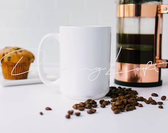 Coffee Mug Mockup - Stock Image - Coffee Beans - White Background - Instagram - Bloggers - Insert Your Design - Design Template