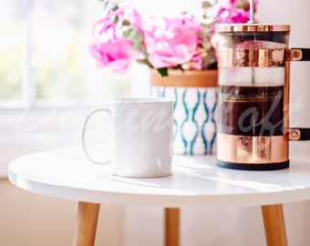 Coffee Mug Mockup - Feminine Mock up - White Coffee Mug Mockup - Add Your Design - Stock Photography - Bridal Mug Mockup