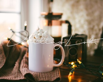 Coffee Mug Mockup - 15oz Mug Mockup - Christmas Mug Mockup - Instagram - Winter Themed Mug - Blog Image - Photography - Add Your Text