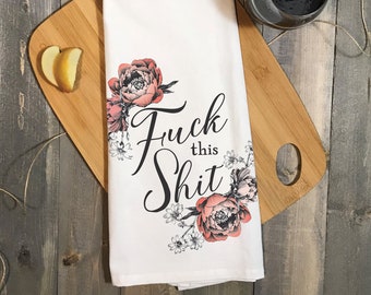 Divertente strofinaccio in cotone per anniversario di matrimonio. Strofinaccio da cucina con sacco di farina "Fanculo questa merda", regalo per il secondo anniversario, regalo divertente sotto i 20 anni.