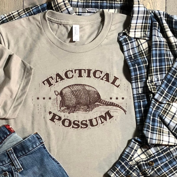 Armadillo T-Shirt Gift for Men Tactical 'Possum Joke Shirt for Him Texas Armadillo Shirt Gifts Under 30 Gender Neutral Adult Shirt