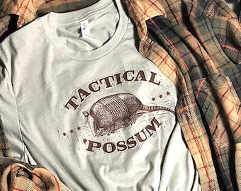 Valentine Gift Armadillo T-shirt Gift for Her Tactical 'Possum Funny Shirt Texas Armadillo Graphic Tee Gifts Under 30 Gender Neutral Tee
