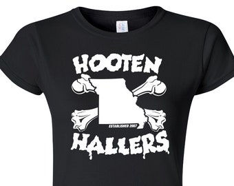 The Hooten Hallers Missouri Cross Bones on Black Women's Shirt, Missouri, Show Me State, Band Merch, Bones, State Shirt
