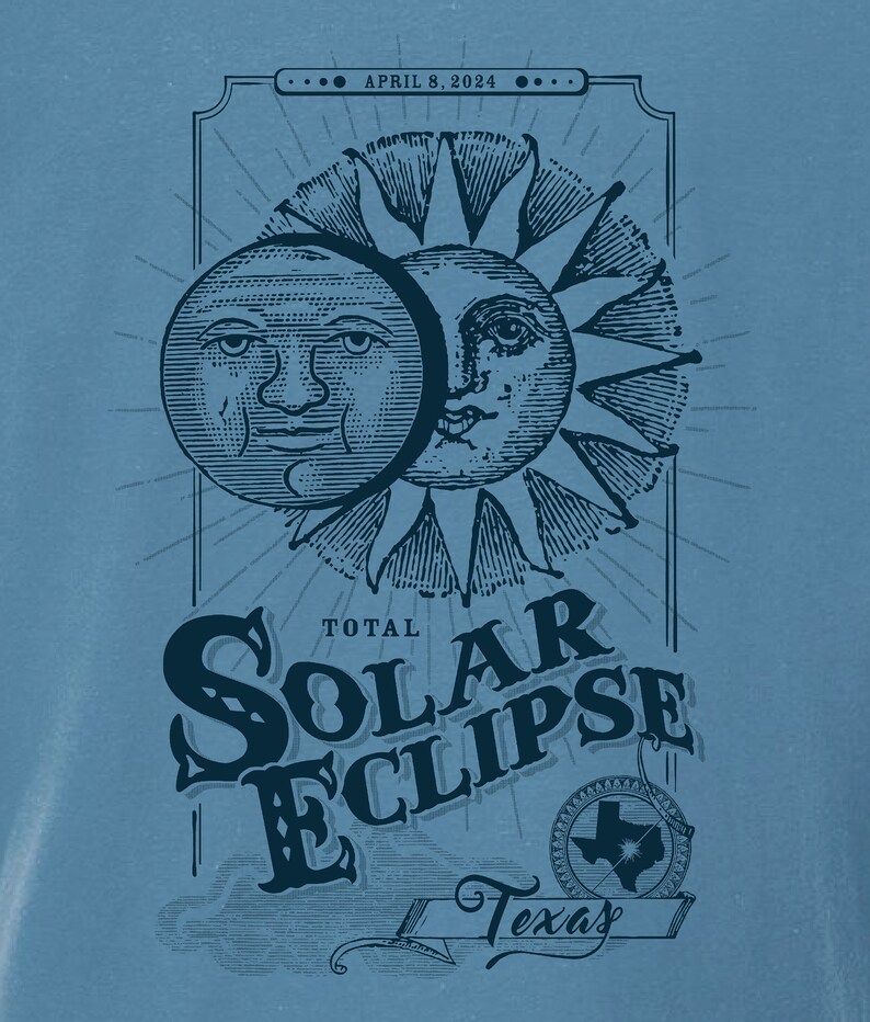 Texas Total Solar Eclipse T-shirt 2024, Great American Eclipse Watch Shirt for Austin, San Antonio, Dallas Texas image 4