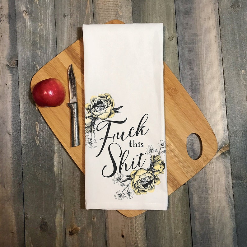 Valentine Gift for Best Friend Funny Kitchen Towel Galentines Day Gift Fuck This Shit Tea Towel Gift for Roommate. Breakup Gift Under 20 image 2