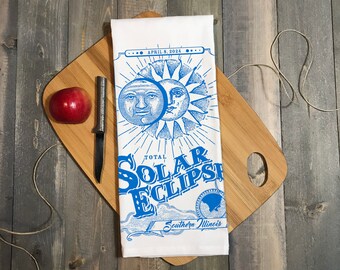 Total Solar Eclipse Gift Southern Illinois Kitchen Towel. Total Eclipse 2024 Southern Illinois Gift Ready to Ship Gift Under 20