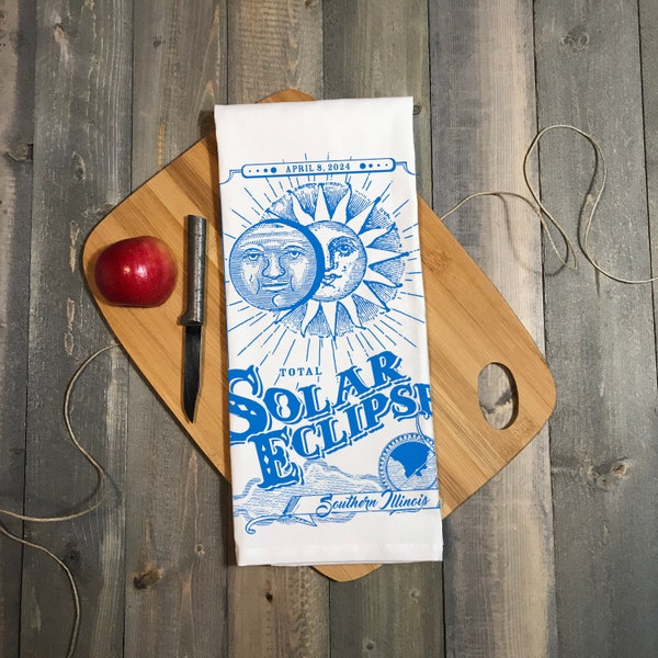 Total Solar Eclipse Gift Southern Illinois Kitchen Towel. Total Eclipse 2024 Southern Illinois Gift Ready to Ship Gift Under 20