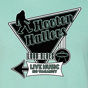 The Hooten Hallers NEW neon sign design on Bella Canvas Heather Mint Unisex Tee. image 2